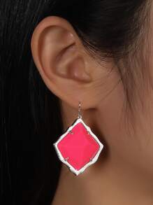 1入組幾何耳墜銅首飾類 - 玫紅色 - 查看 4