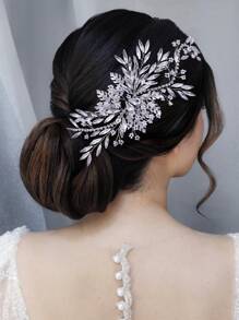 Trang trí Rhinestone Mũ cô dâu - Bạc - Xem 2