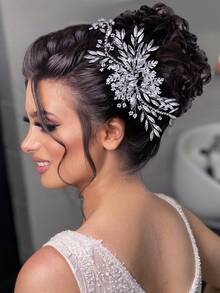 Trang trí Rhinestone Mũ cô dâu - Bạc - Xem 4