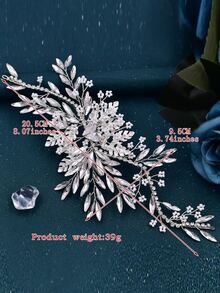 Trang trí Rhinestone Mũ cô dâu - Bạc - Xem 5