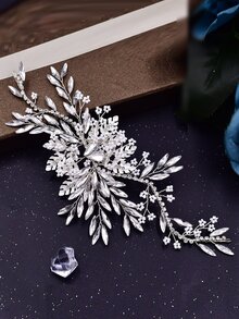 Trang trí Rhinestone Mũ cô dâu - Bạc - Xem 6