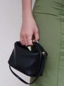Minimalist Hobo Bag - Black - View 1