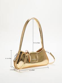 金屬質感字母細節法棍包