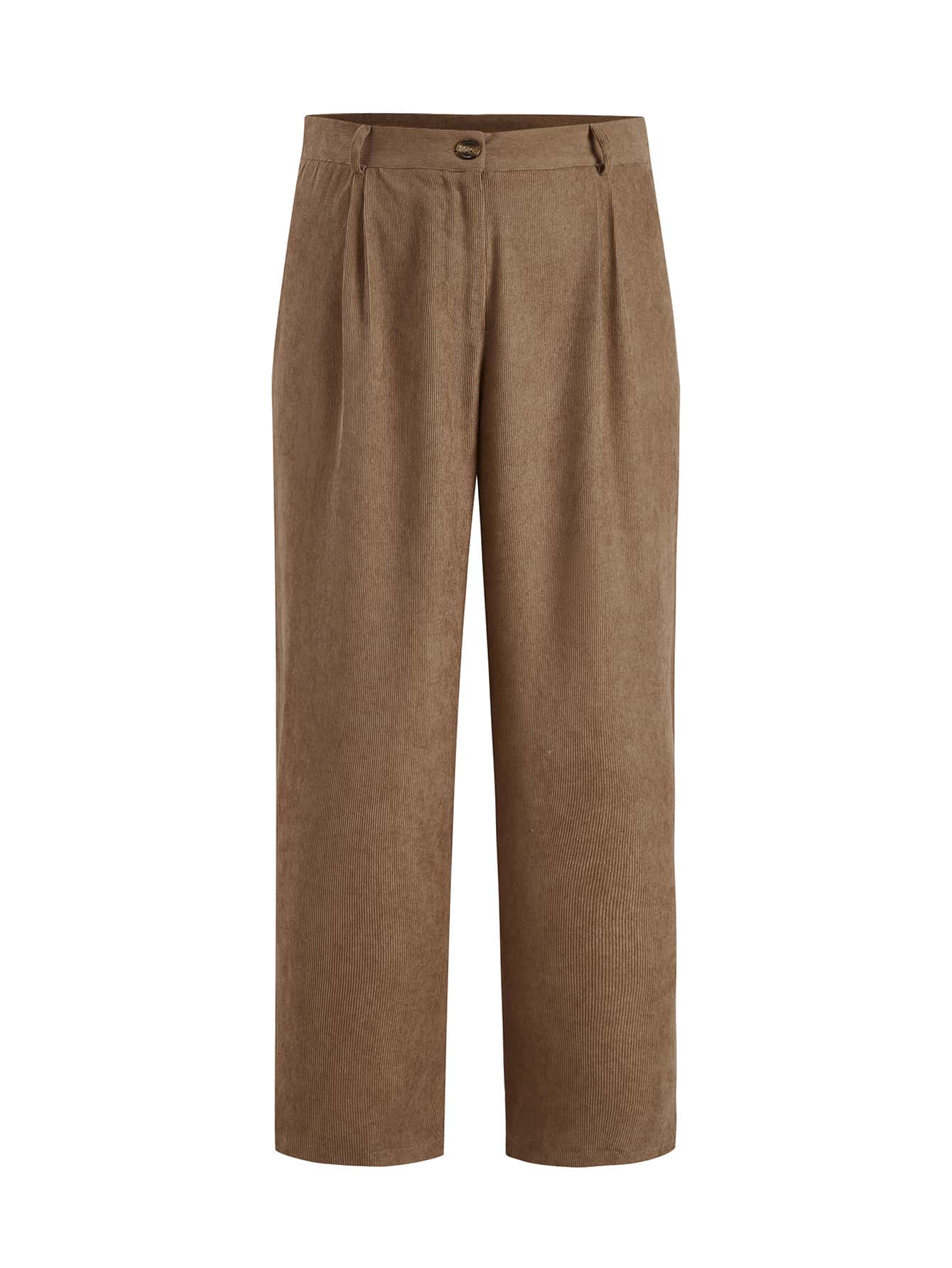 Flirla Plus Solid Straight Leg Pants - Camel - View 1