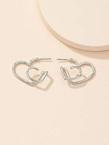 Bông tai hình trái tim Cuff Hoop - Bạc - Xem 1