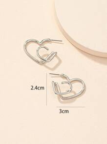 Bông tai hình trái tim Cuff Hoop - Bạc - Xem 3