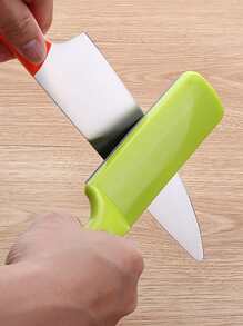 Home Kitchen Knife Sharpener High Hardness Sharpening Stone Practical Anti-Slip Base Knife Sharpening Tool 1pc - Green - View 3