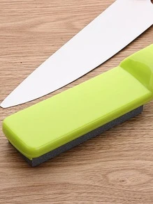 Home Kitchen Knife Sharpener High Hardness Sharpening Stone Practical Anti-Slip Base Knife Sharpening Tool 1pc - Green - View 6