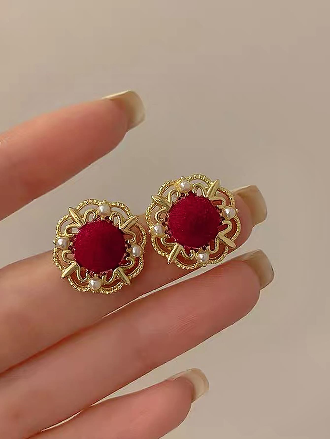 Đồ trang trí Ngọc Trai giả Bông tai stud - Nhiều màu - Xem 1