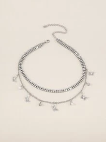 1只蝴蝶爪鏈項鍊 - 銀色 - 查看 2