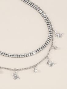 1只蝴蝶爪鏈項鍊 - 銀色 - 查看 3