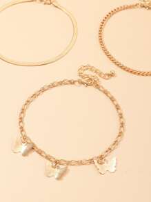 3入組/套蝴蝶墜飾腳錬 - 金黃色 - 查看 5