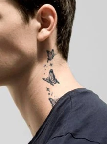 Pegatina de tatuaje, 1 hoja de tatuajes temporales con estampado de mariposa para mujeres, pegatinas de tatuaje para adultos, tatuaje realista de mariposa para mujeres y niñas - Negro - Ver 4