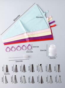 14入組不銹鋼裱花嘴和5入組裱花袋和5入組轉換器和1入組清潔刷和5入組矽膠戒指