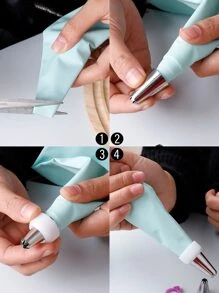 14入組不銹鋼裱花嘴和5入組裱花袋和5入組轉換器和1入組清潔刷和5入組矽膠戒指