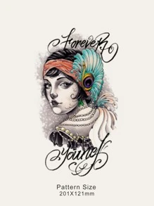 1 hoja Pegatina tatuaje vintage con estampado de figura - Multicolor - Ver 4