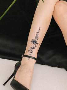 Pegatinas de tatuaje, 1 hoja de tatuajes temporales con patrón de planeta para mujeres, pegatinas de tatuaje para adultos, tatuaje realista de planeta, para mujeres y niñas