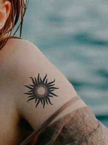 Tattoo Sticker,1 Sheet Moon & Sun Print Temporary Tattoos For Women,Tattoo Stickers Adults,Realistic Tattoo Moon , Sun,For Women And Girls
