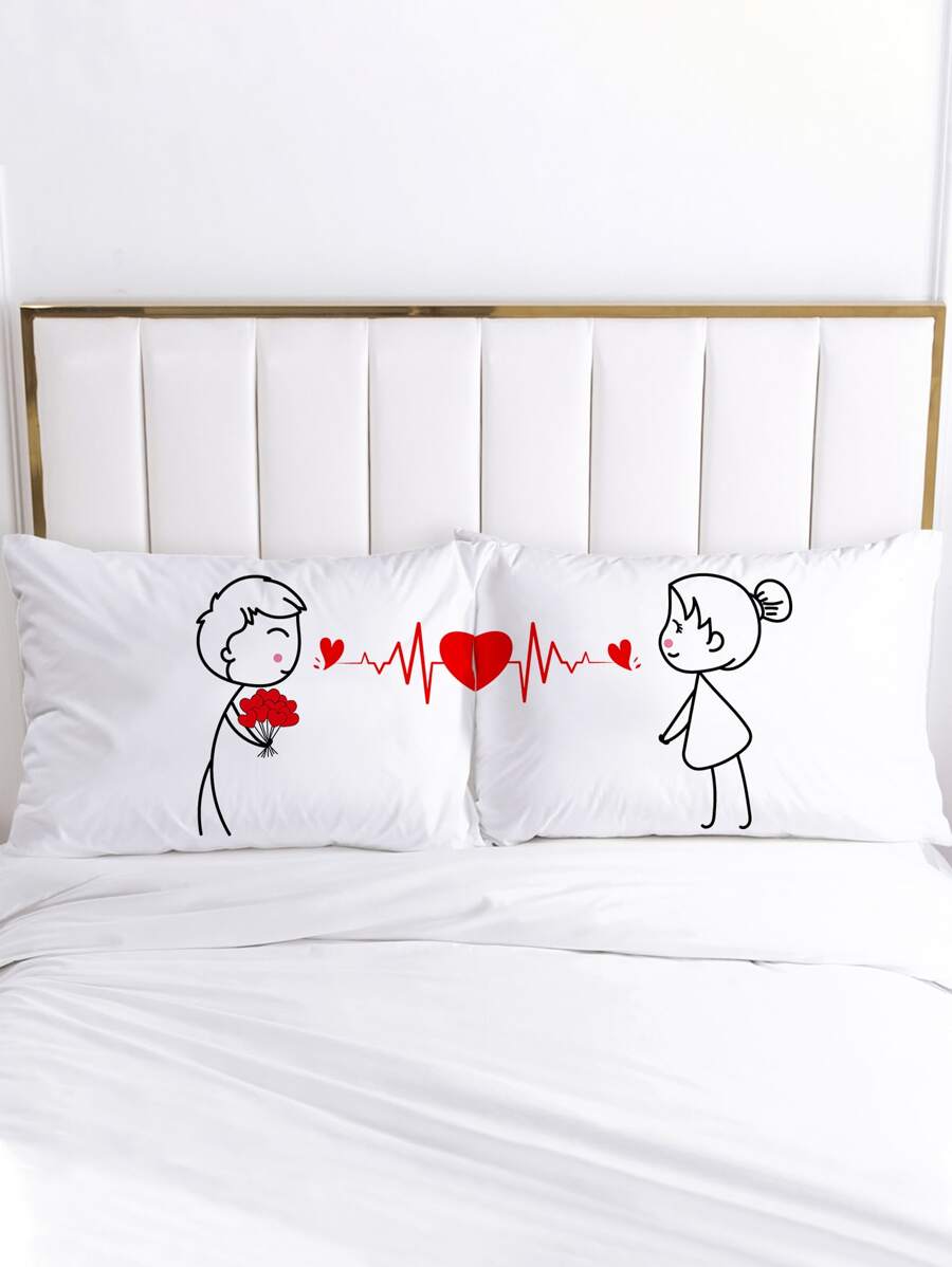 1對人像圖案枕套不附帶枕芯 - 彩色 - 查看 1