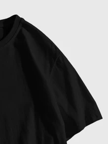 ROMWE MEN Street Life Camiseta con gráfico de dibujos animados y eslogan Y2K para hombres, escuela - Negro - Ver 5