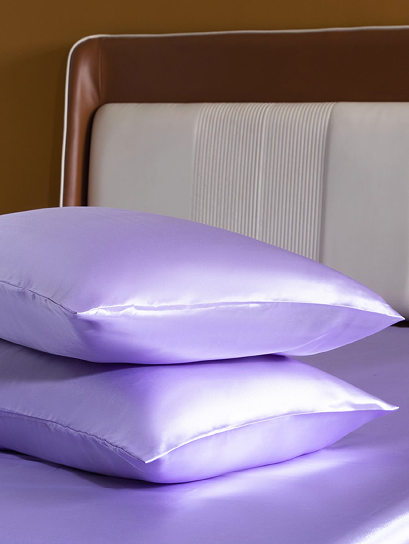 1pc Soft And Breathable Ice Silk Satin Pillowcase In Aqua Blue - Violet Purple - View 1