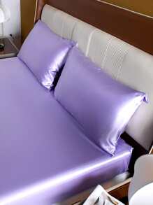 1pc Soft And Breathable Ice Silk Satin Pillowcase In Aqua Blue - Violet Purple - View 3