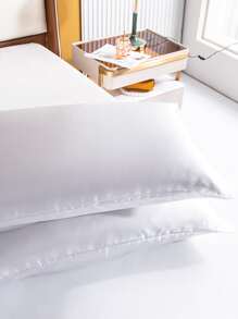 1片柔軟透氣的冰絲枕套,天藍色 - 白色 - 查看 4