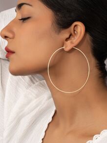 Minimalist Hoop Earrings - Yellow Gold - View 1