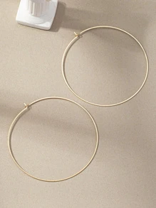 Minimalist Hoop Earrings - Yellow Gold - View 4