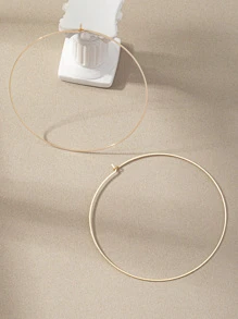 Minimalist Hoop Earrings - Yellow Gold - View 5