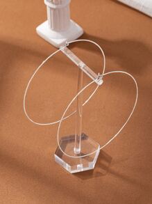 Hoa tai vòng tối giản - Bạc - Xem 3