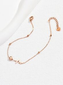 Heart Decor Anklet Valentines - Rose Gold - View 2