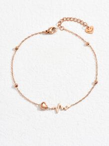 Heart Decor Anklet Valentines - Rose Gold - View 3