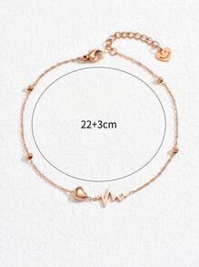 Heart Decor Anklet Valentines - Rose Gold - View 4