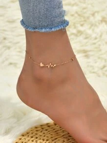 Heart Decor Anklet Valentines - Rose Gold - View 5