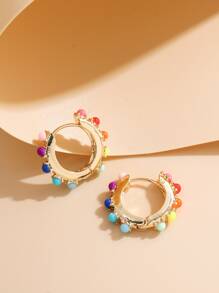 1 pereche cercei clips cu perle deschise, colorate, curcubeu, pentru femei