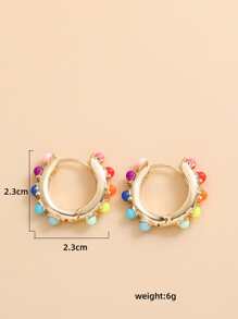 1 pereche cercei clips cu perle deschise, colorate, curcubeu, pentru femei