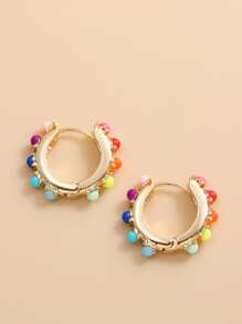 1 pereche cercei clips cu perle deschise, colorate, curcubeu, pentru femei