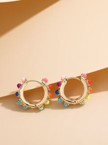 1 pereche cercei clips cu perle deschise, colorate, curcubeu, pentru femei