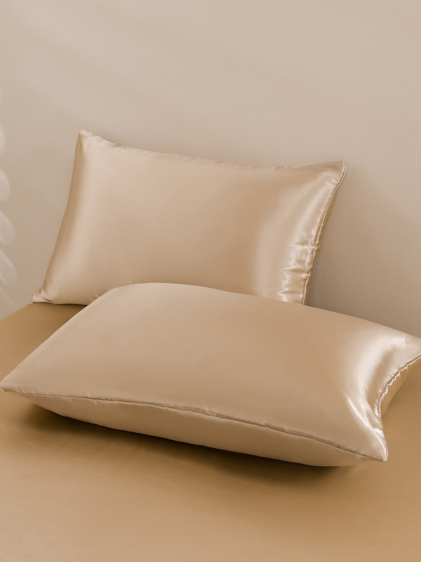 4pcs/set  Champagne Fitted Sheet Set (1 Fitted Sheet + 2 Pillowcase+ 1 Flat Sheet), Minimalist Fabric Sheet Set For Bedroom, All Season - Champagne - View 5