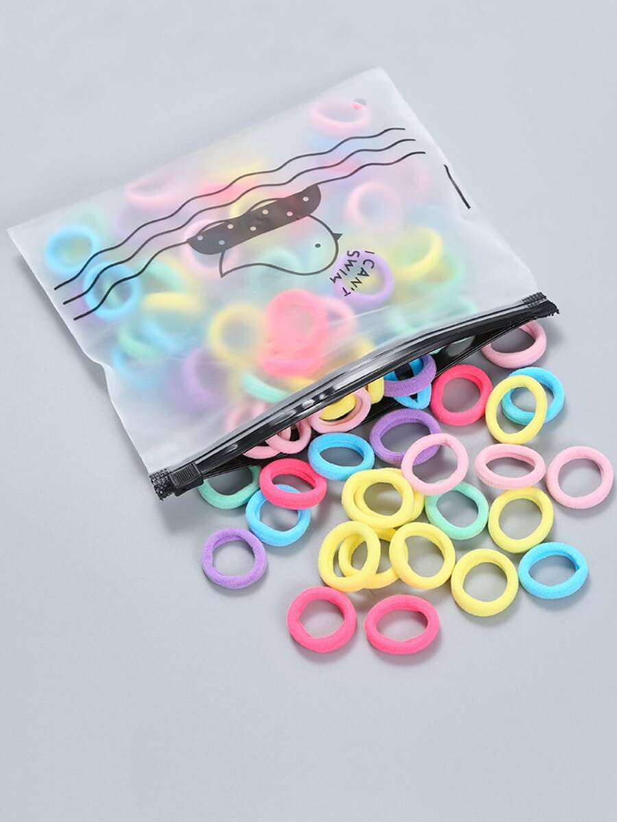 100入組素色髮圈 - 彩色 - 查看 1