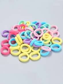 100入組素色髮圈 - 彩色 - 查看 2