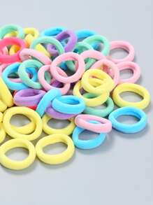 100入組素色髮圈 - 彩色 - 查看 3
