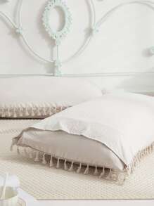 Bộ 2 Vỏ Gối Trang Trí Tua Rua Không Ruột - Màu be - Xem 4