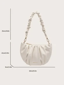 Bolso fruncido con estampado de letra - Beis - Ver 3