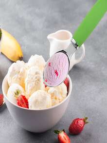 1pc Green Ice Cream Scoop, Stainless Steel Watermelon Fruit Ball Spoon, Ice Cream Ball Scooper - Green - View 3