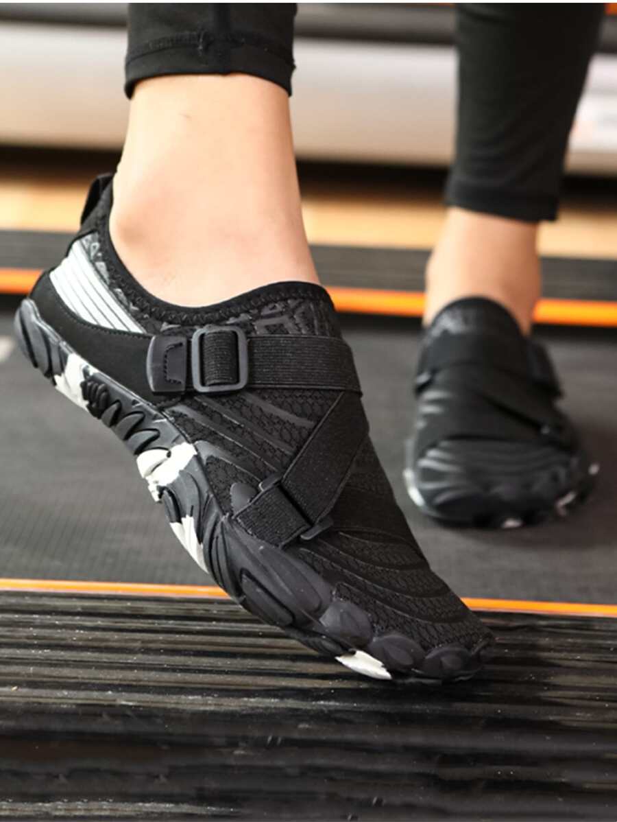 女性條紋圖案溯溪鞋彈性帶運動涉水鞋