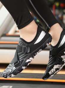 女性條紋圖案溯溪鞋彈性帶運動涉水鞋