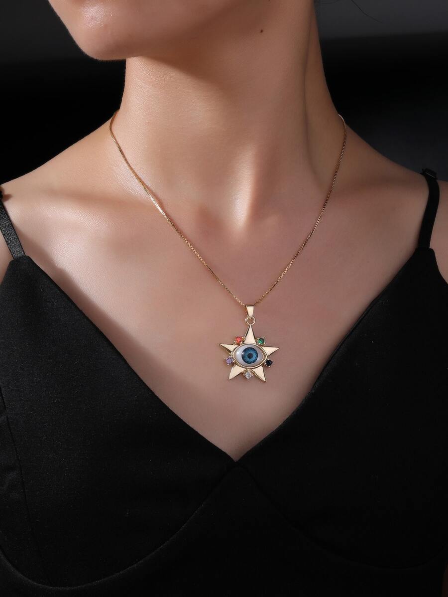 Star Charm Necklace - Multicolor - View 1