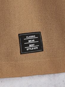 GENTILAND 男士字母貼布襯衫和腰部抽繩短褲不帶T恤 - 棕色 - 查看 8